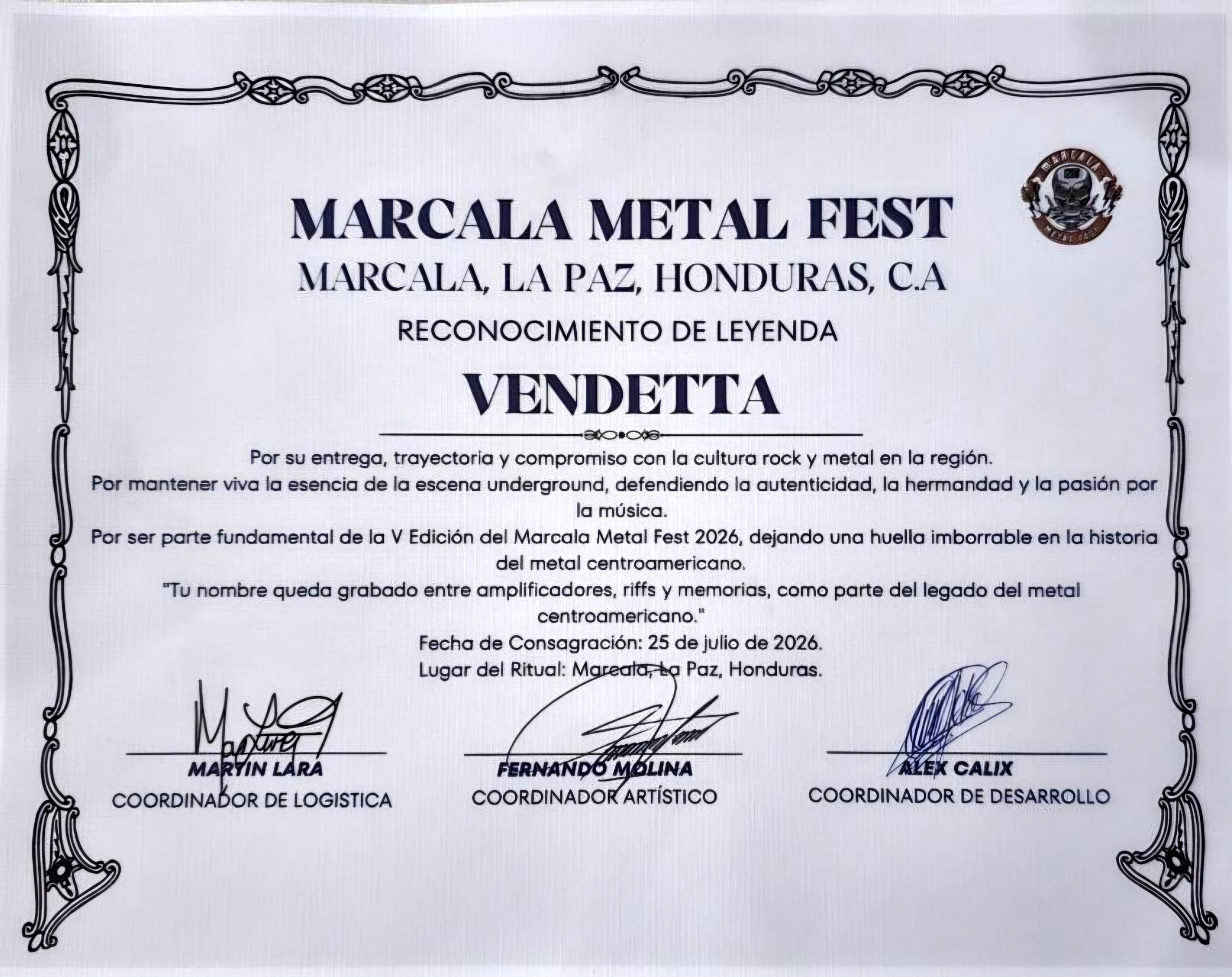 Vendetta Legacy Recognition